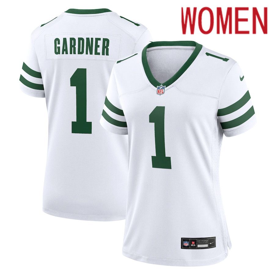 Women New York Jets #1 Ahmad Sauce Gardner Nike Legacy White Game Player NFL Jersey->new york jets->NFL Jersey